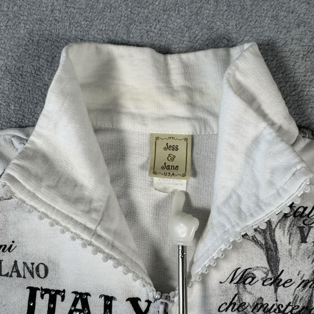 Vintage Y2K Jess & Jane Italy Rhinestone Zip Jacket Graphic USA Made Size S - Picture 7 of 12